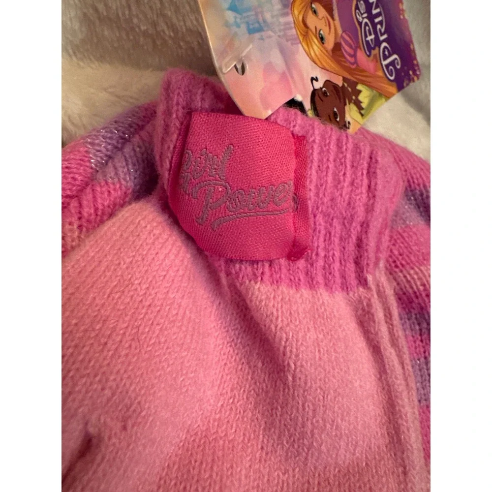 Disney Princess Beanie Hat and Gloves Set Pink Purple Silver Sparkles OSFM NWT